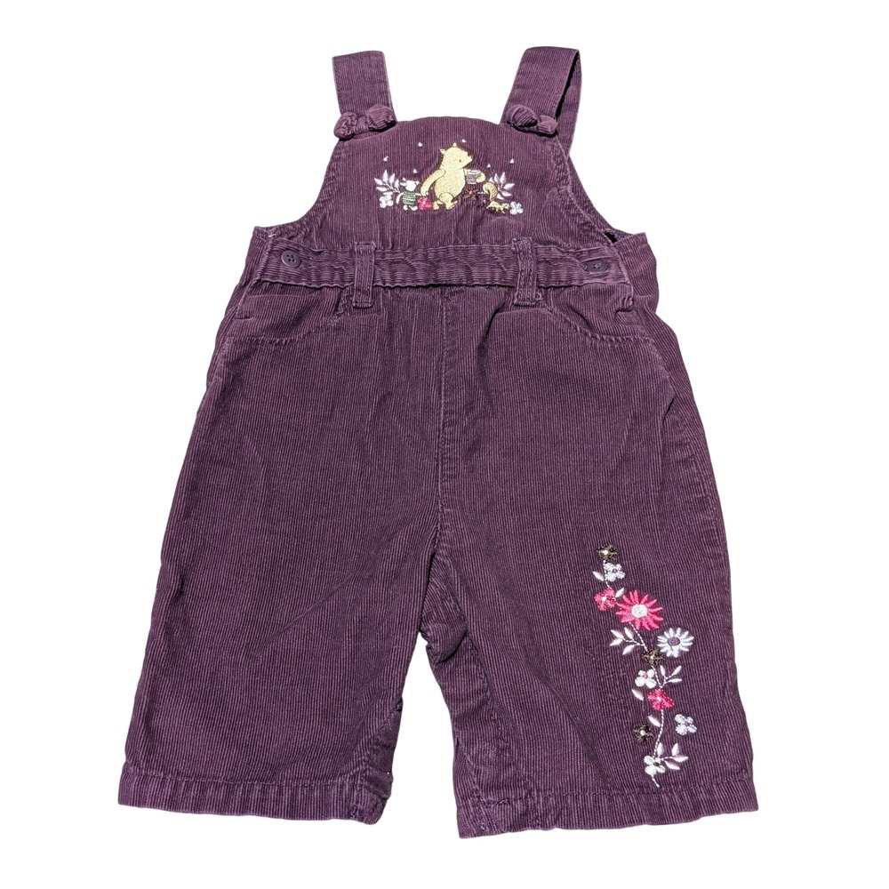Classic Pooh Overalls Girl 3M Purple Corduroy Winnie the Pooh Floral Vintage 90s